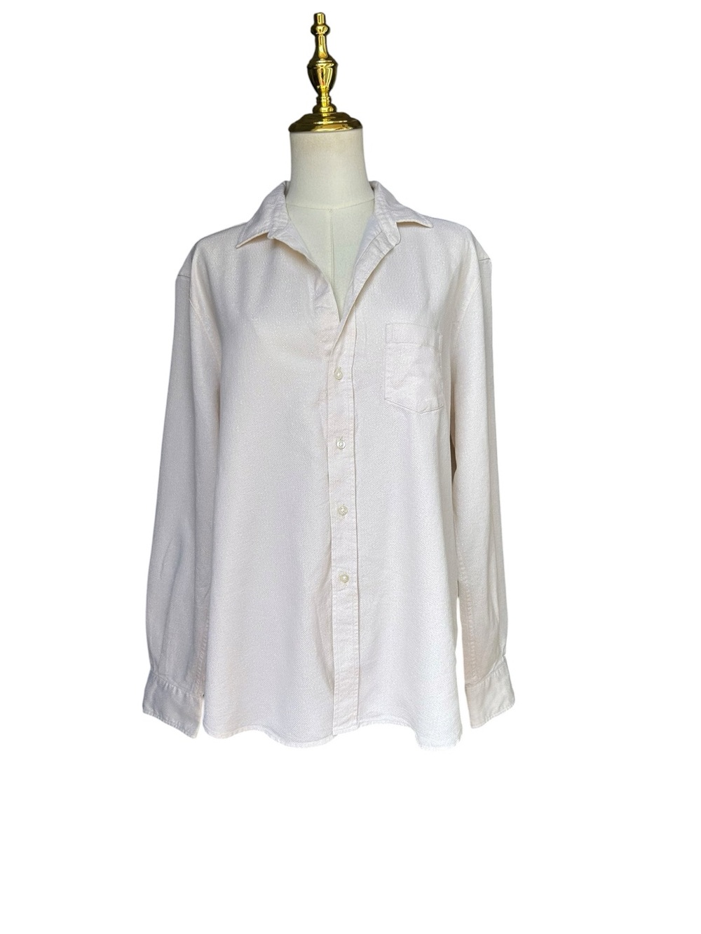 Frank & Eileen Eileen Textured Glitter Top Size Large Cream Gold Metallic Cotton